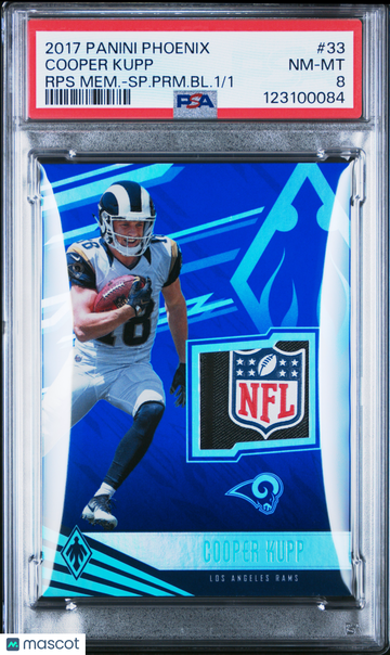 2017 Panini Phoenix RPS Memorabilia Cooper Kupp #33 Mem. SP. PRM. BL. /1 PSA 8