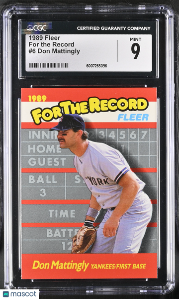 1989 Fleer Don Mattingly #6 For the Record CGC 9