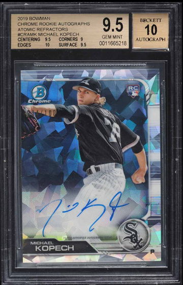 2019 Bowman Chrome Michael Kopech Auto Atomic Refractor RC #'d /100 BGS 9.5 / 10 GEM MINT