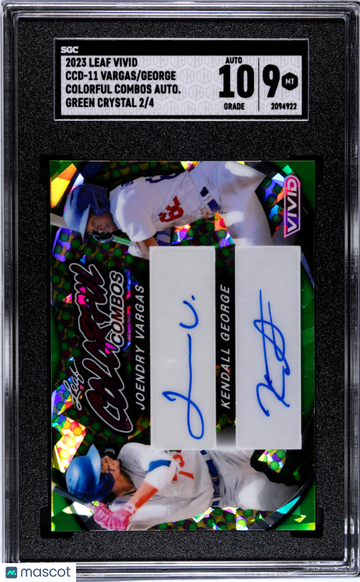 2023 Leaf Vivid Vargas George #CCD-11 Colorful Combos Autograph Green Crystal SGC 9 Auto 10