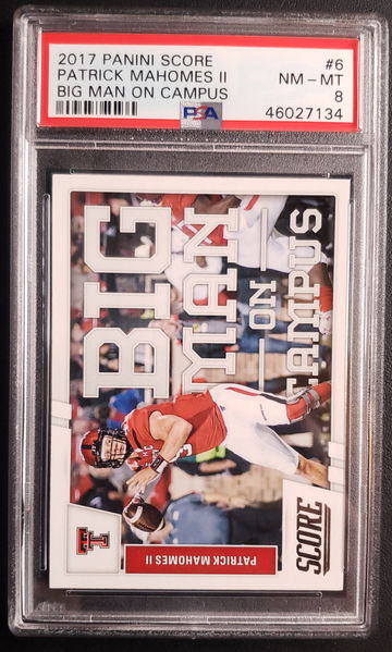 2017 Score Patrick Mahomes II Big Man On Campus RC #6 PSA 8