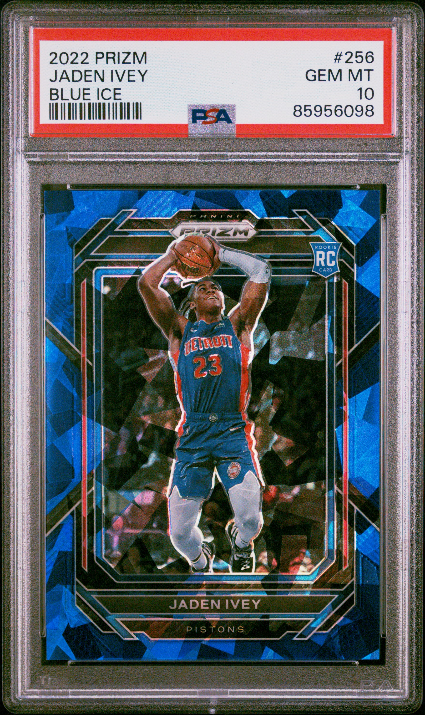 PSA 10 2022 Panini Prizm Jaden Ivey Blue Ice Rookie #256 /125