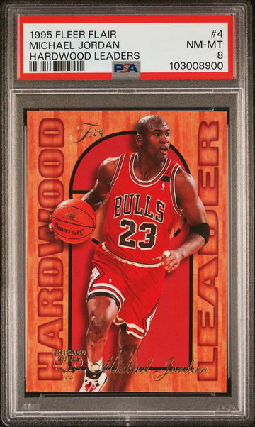 1995 Fleer Flair Hardwood Leader Michael Jordan #4 /4 PSA 8