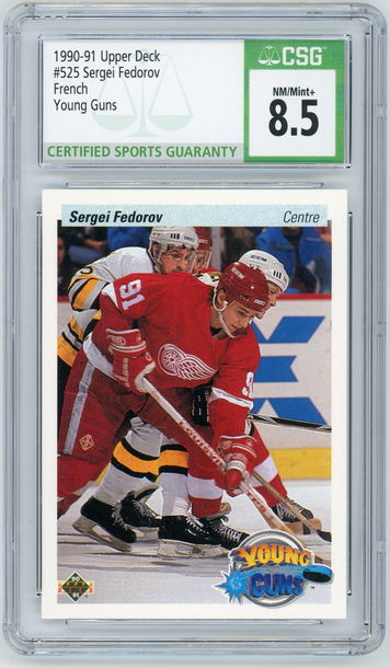 SERGEI FEDOROV 1990-91 Upper Deck Young Guns French Rc #525 CSG 8.5