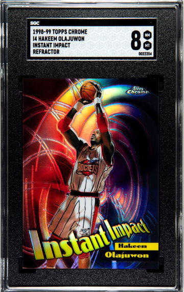 Hof 1998-99 Topps Chrome I4 Hakeem olajuwon instant impact refractor sgc 8