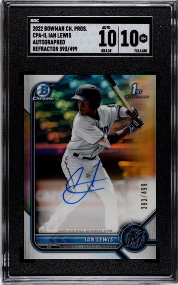 SGC 10 2022 Bowman Chrome Ian Lewis Refractor Auto #'d /499