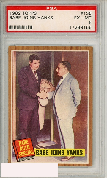 1962 TOPPS BABE JOINS YANKS #136 PSA 6 EX-MT