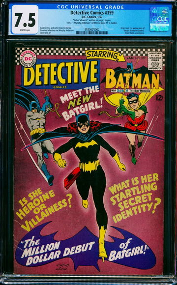 DETECTIVE COMICS #359 * DC * 1967 * ORIGIN & 1ST APPEARANCE OF BATGIRL * CGC 7.5 * WHITE PAGES