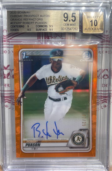 2020 Bowman Chrome Prospect Robert Puason Orange Refractor Auto /25 BGS 9.5/10 GEM-MINT