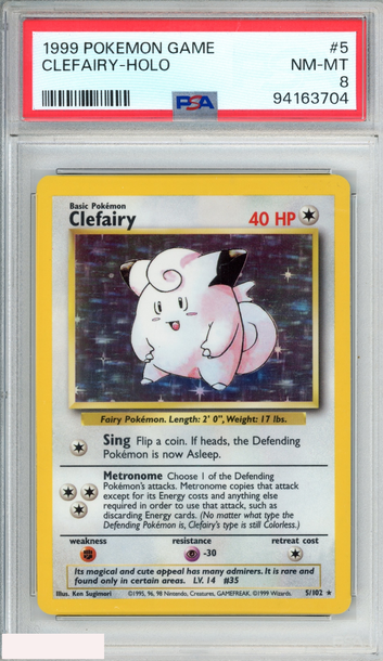 1999 POKEMON GAME CLEFAIRY HOLO #5 PSA 8 NM-MT