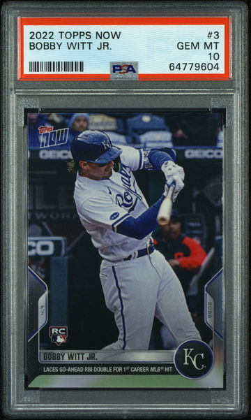 💎⚾️ 2022 Topps Now #3 BOBBY WITT JR. PSA 10 GEM MINT 1ST MLB RC CARD 🚨👻
