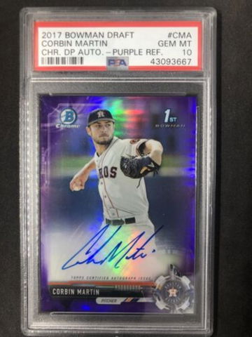 CORBIN MARTIN 2017 Bowman Chrome 1st #75 Purple Refractor #/250 PSA 10