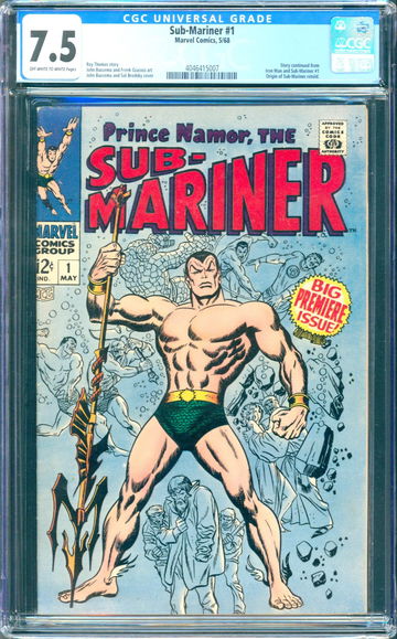 Sub-Mariner #1 (1968) CGC 7.5 -- O/w to white pgs; Origin of Sub-Mariner retold