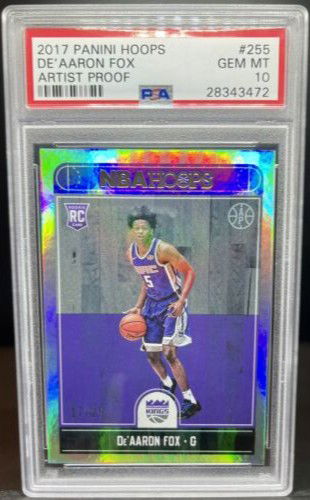 2017 Panini NBA Hoops -De'Aaron Fox- Artist Proof SSP Refractor RC #/25  PSA 10   POP 1 