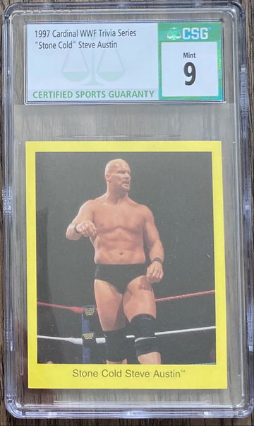 1997 Cardinal WWF Trivia Series Stone Cold Steve Austin CSG 9 Mint Wrestling