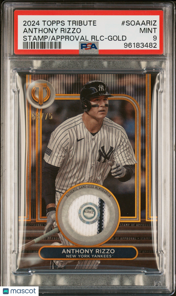 2024 Topps Tribute Stamp Of Approval Relics Anthony Rizzo #SOAARIZ RLC Gold /75 PSA 9