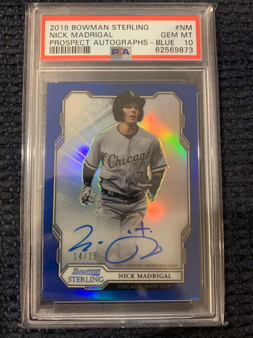 2019 Bowman Sterling Nick Madrigal AUTO  Blue Refractor  PSA 10