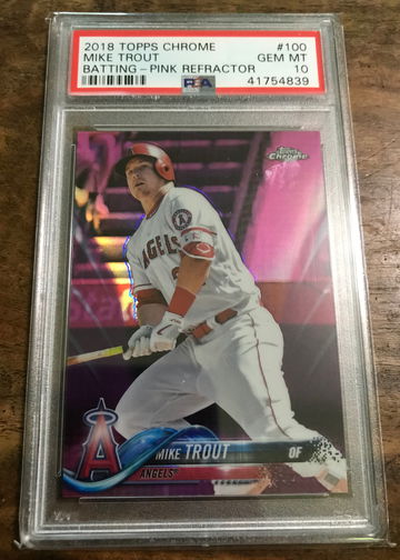 2018 TOPPS CHROME BATTING PINK REFRACTOR MIKE TROUT PSA 10 GEM MINT
