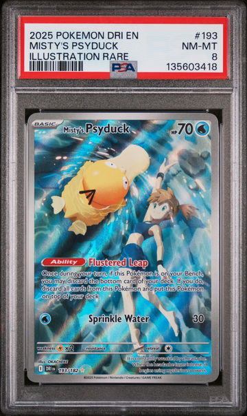 2025 Pokemon Scarlet and Violet Destined Rivals Illustration Rare Misty's Psyduck #193 PSA 8