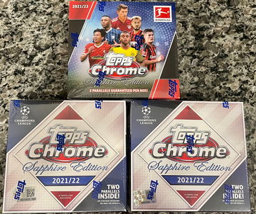 2021-22 Topps Chrome Sapphire Edition Factory Sealed - 3 Box Lot (2 UEFA Champions / 1 Bundesliga)