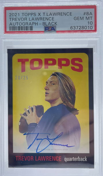 2021 Topps X Trevor Lawrence Auto Black #8A PSA 10