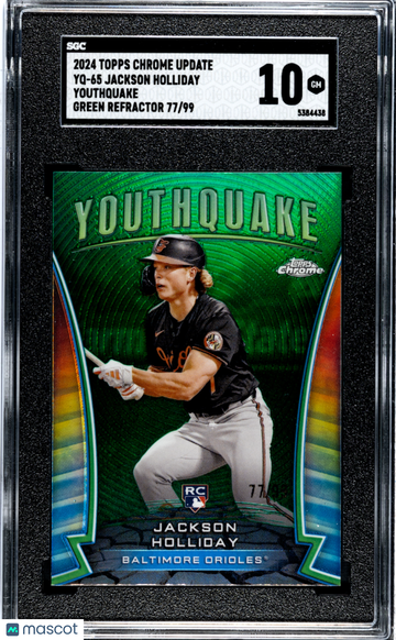 2024 Topps Chrome Update Jackson Holliday #YQ-65 Youthquake Green Refractor SGC 10
