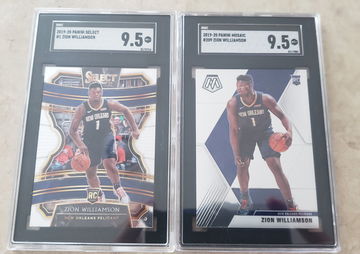 Zion Williamson RC LOT 2019 Select #1 & Mosaic #209 SGC 9.5 