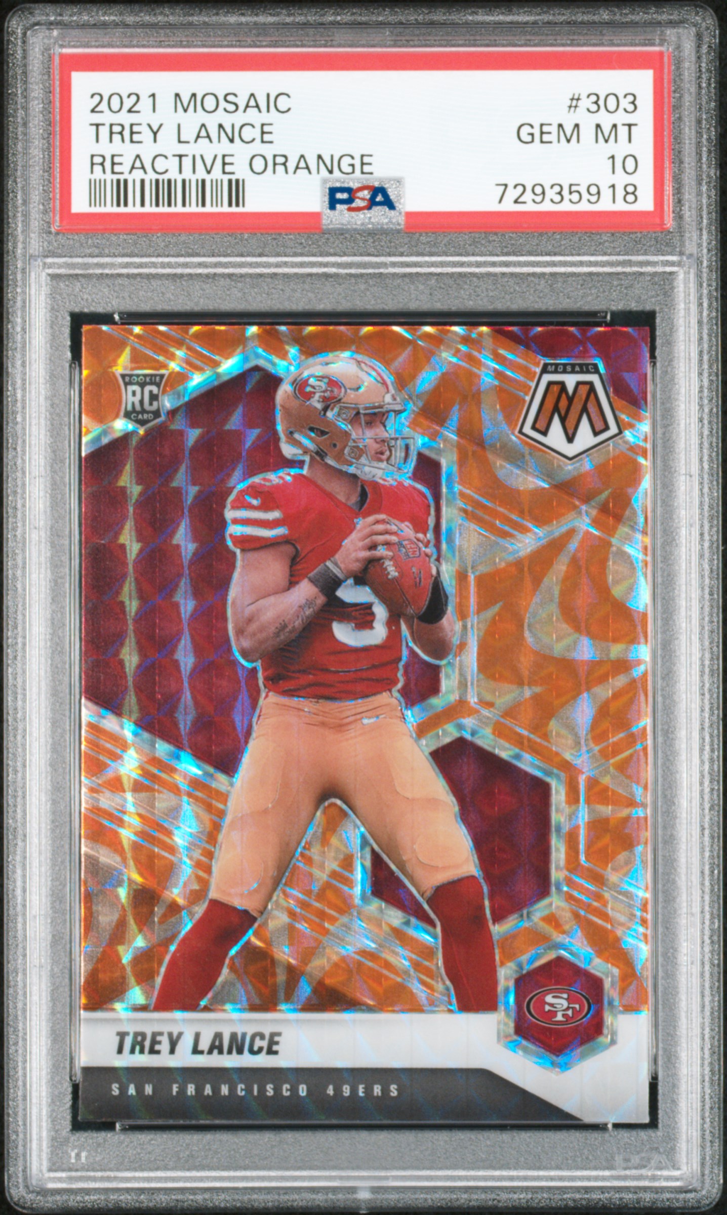 Trey Lance 2021 Panini Mosaic #303 Reactive Orange PSA 10