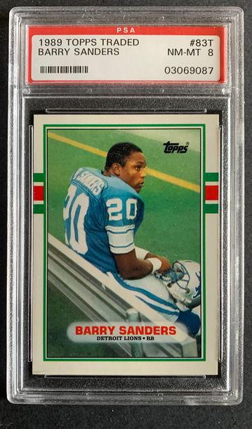 1989 Topps Traded HOF Barry Sanders RC #83T PSA 8 NM-MT