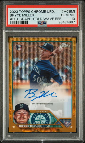 2023 TOPPS BRYCE MILLER CHROME UPDATE AUTOGRAPH AUTOGRAPH-GOLD WAVE REF #ACBMI PSA 10  BS.B3.06