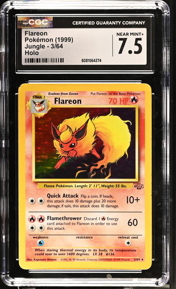 1999 Pokémon Jungle Flareon #3/64 Holo CGC 7.5