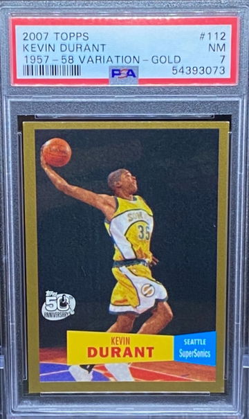 2007 Topps Kevin Durant 1957-58 Variation GOLD RC Rookie #112 PSA 7