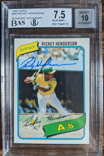 1980 Topps Rickey Henderson RC AUTO BVG 7.5/10
