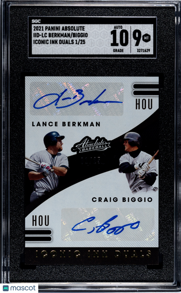2021 Panini Absolute Berkman Biggio #IID-LC Iconic Ink Duals SGC 9 Auto 10