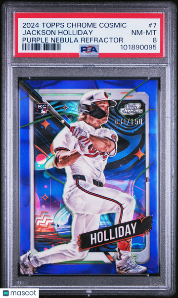 2024 Topps Chrome Cosmic Jackson Holliday #7 Purple Nebula Refractor /150 PSA 8