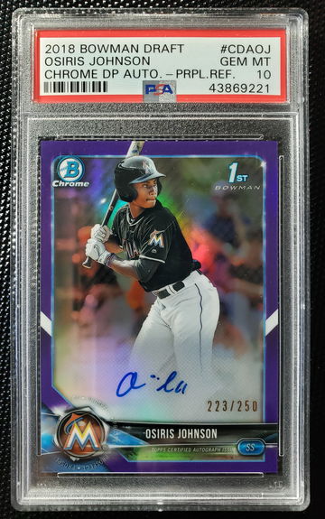 2018 Bowman Osiris Johnson Purple Refractor Auto PSA 10