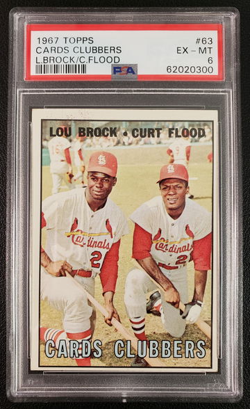 Lou Brock/Curt Flood PSA 6 Topps 1967 Card Clubbers #63