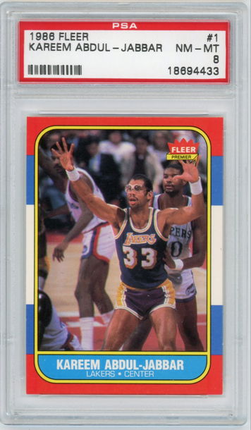 1986 Fleer Kareem Abdul-Jabbar PSA 8