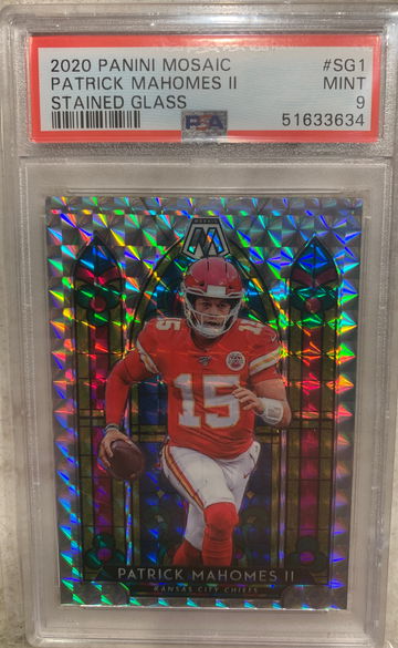 2020 Mosaic Stained Glass Patrick Mahomes PSA 9 case hit
