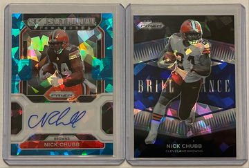 2021 Panini Prizm Nick Chubb Blue Cracked Ice Auto and Brilliance both /99