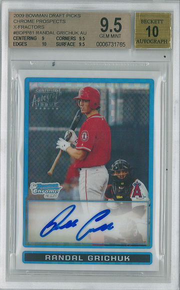 2009 Bowman Draft Randal Grichuk X-Fractor #BDPP81 BGS 9.5 Auto 10 /225 Rockies