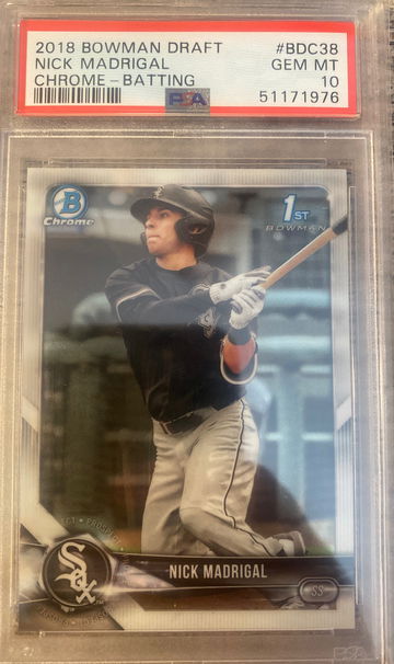 2018 bowman chrome draft nick madrigal psa 10 gem mint