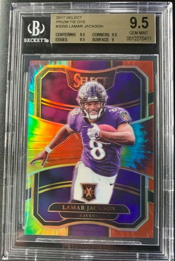 Lamar Jackson 2017 Select #305 XRC Tie Dye BGS 9.5
