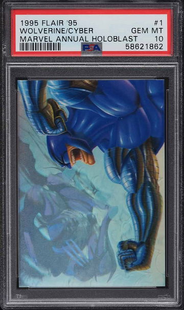 1995 FLAIR '95 MARVEL ANNUAL HOLOBLAST WOLVERINE CYBER #1 PSA 10 GEM MINT POP 1 of 1