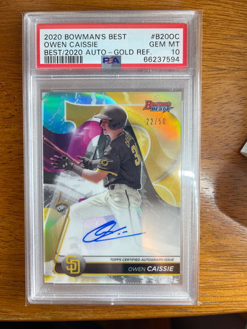 Owen Caissie 2020 Bowman’s Best Gold Refractor Auto Best of 2020