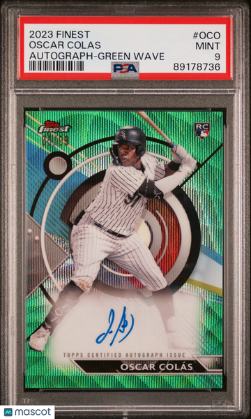 2023 Topps Finest Finest Autographs Oscar Colas #OCO Green Wave /99 PSA 9