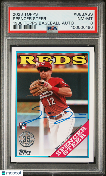 2023 Topps 1988 Topps Baseball Autographs Spencer Steer #88BASS PSA 8