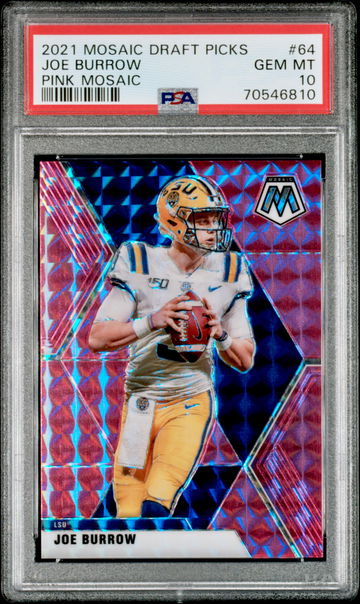 2021 Panini Mosaic Draft Picks Joe Burrow Pink Prizm 16/25 PSA 10 Gem Mint SSP