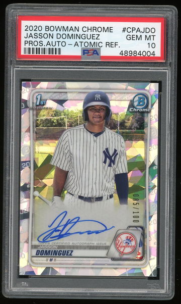 Jasson Dominguez 2020 Bowman Chrome Auto Atomic Refractor /100 PSA 10