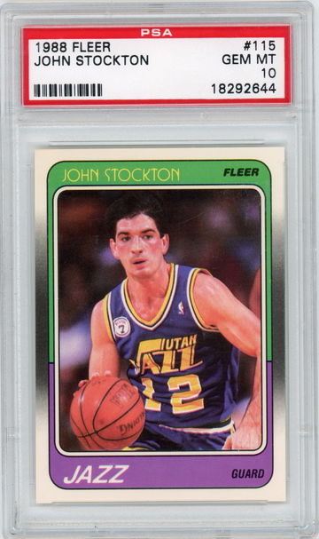 1988 Fleer John Stockton Rookie Card RC #115 PSA 10 GEM MINT